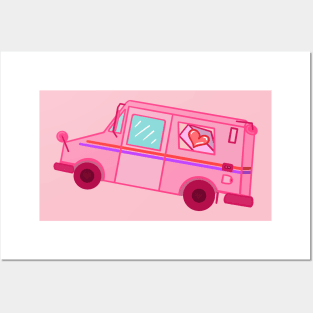 Cute Pink Mail Truck LLV Posters and Art